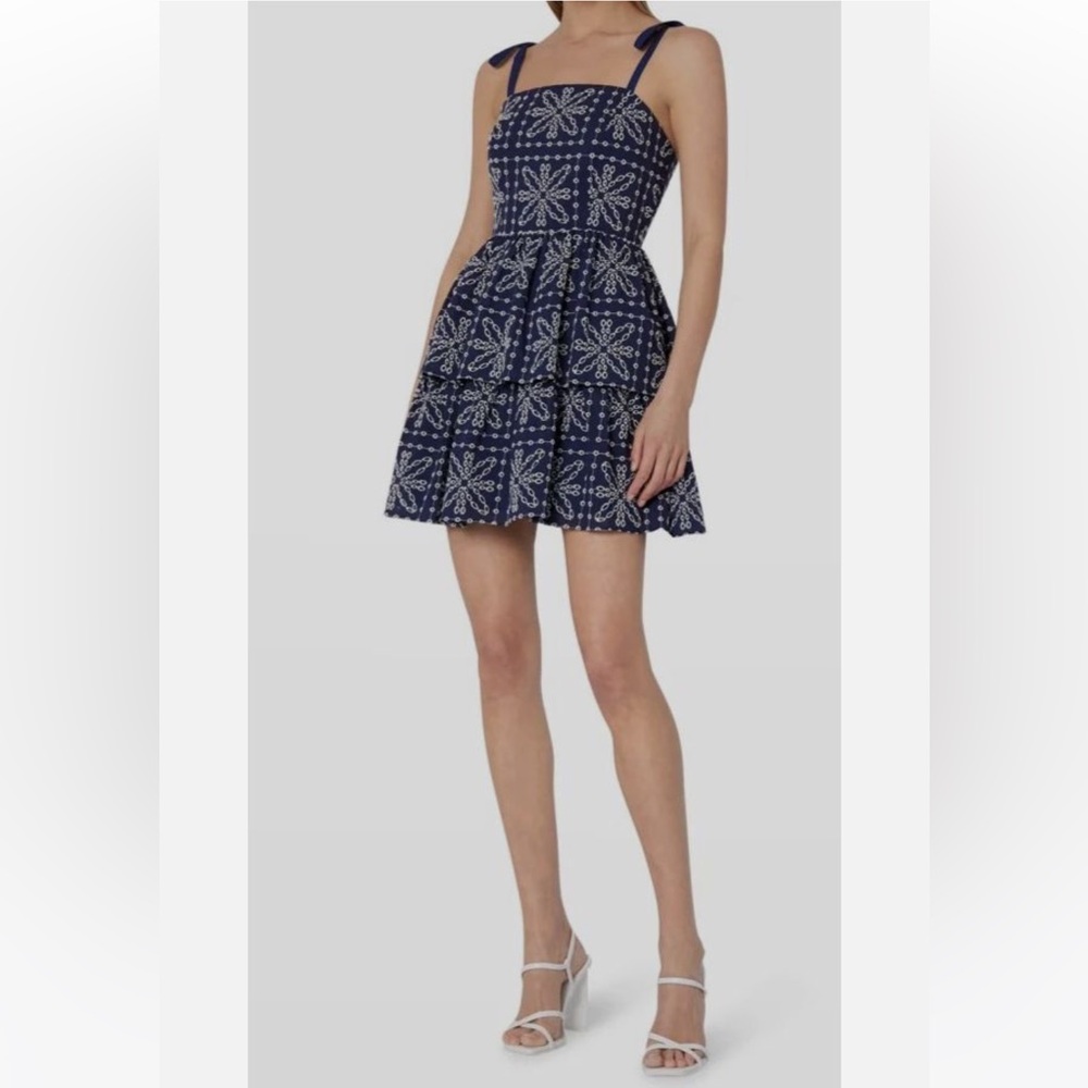 MILLY Easton Tiered Eyelet Mini Dress